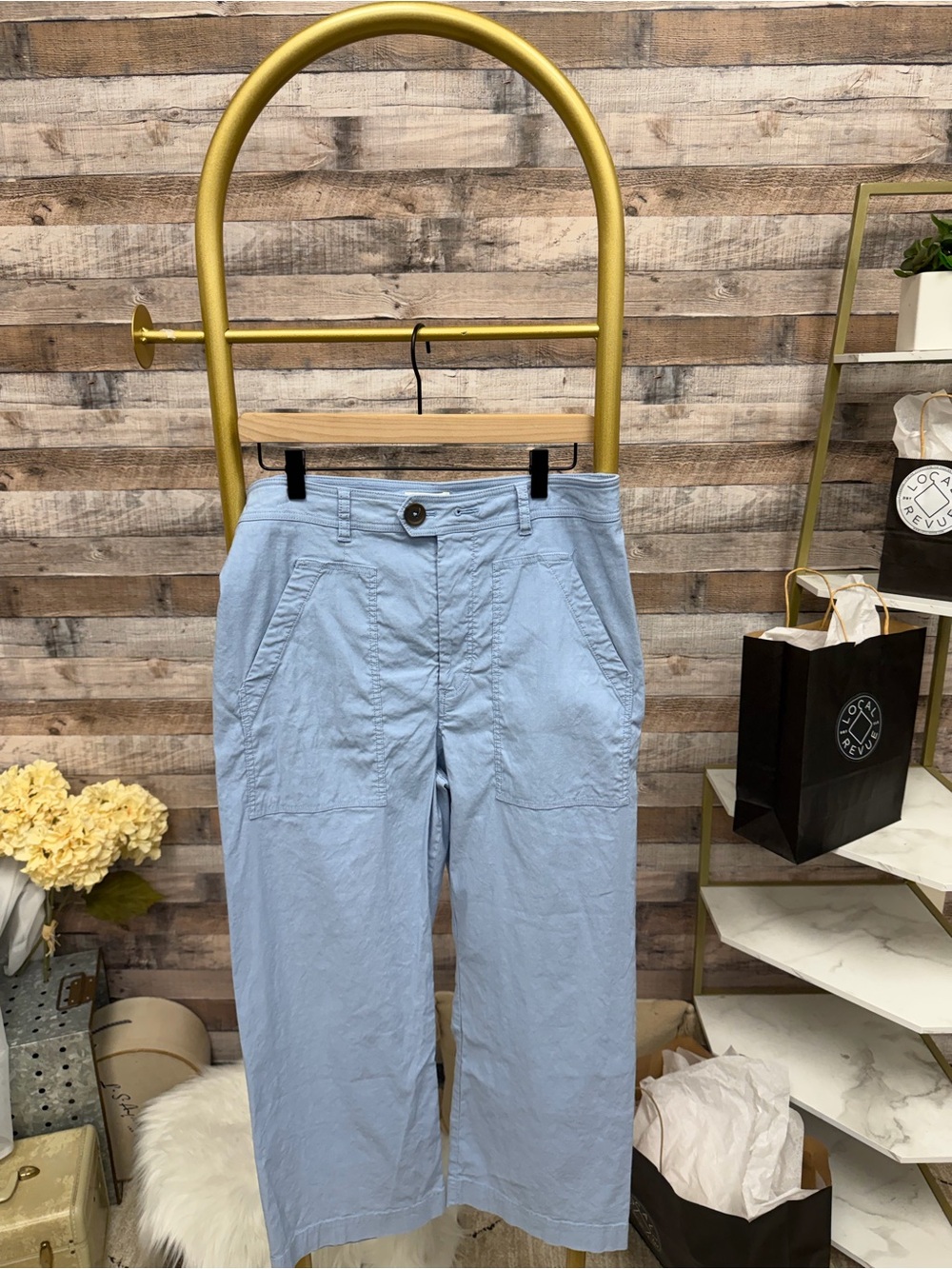 Anthropologie Light Blue Straight-Leg Cotton Pants
